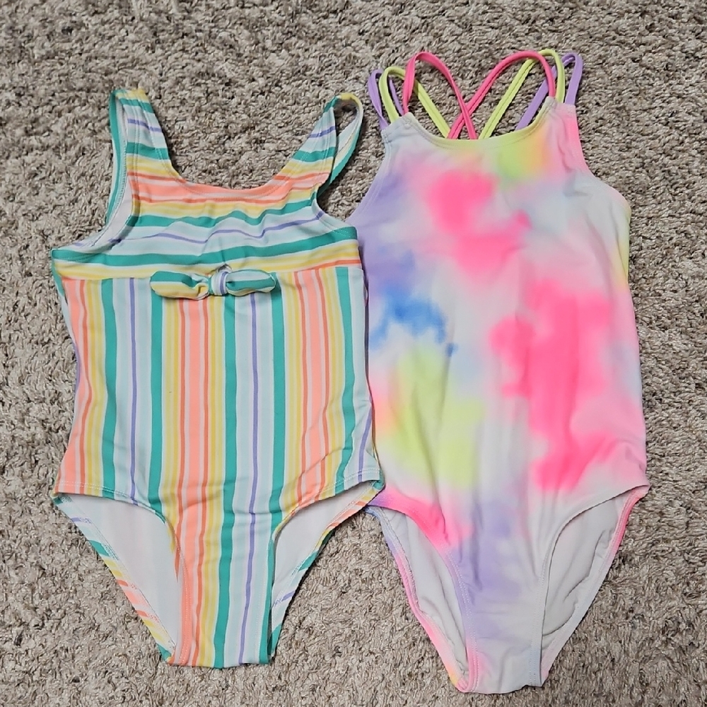 Bundle Of Two Colorful Striped and Tie-Dye Swimsuits